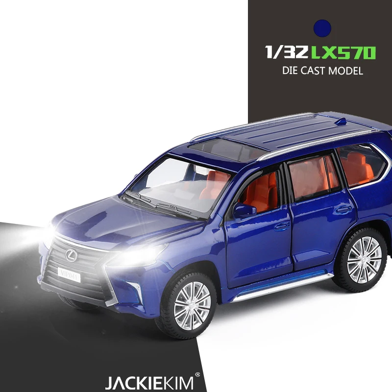 

1/32 LEXUS LX570 Off-Road Vehicle Simulation Toy Blue Alloy Car Model Pull Back Genuine License Collection Children Toys Gift