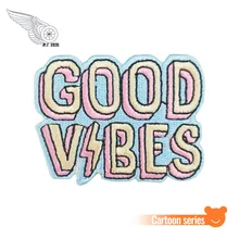 Хорошее Vibes вышивка гладить на заказ Заплатки с текстом для куртка рубашка жилет костюмы наклейки
