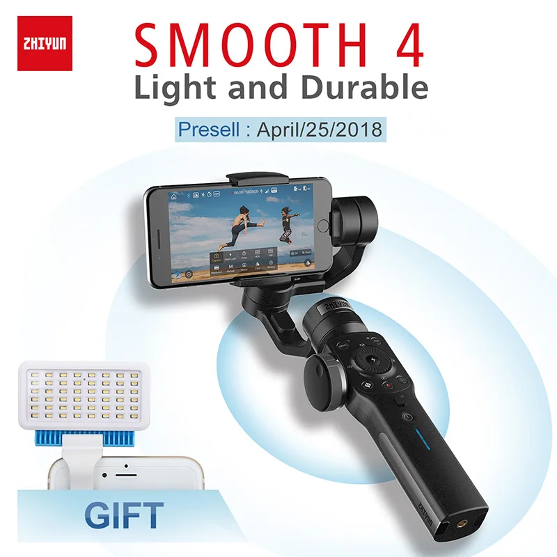 

Presell Zhiyun-tech Smooth 4 3 Axis Gimbal estabilizador celular for iPhone X 8 Gopro Hero 5 SJCAM SJ7 Xiaomi Yi 4k action