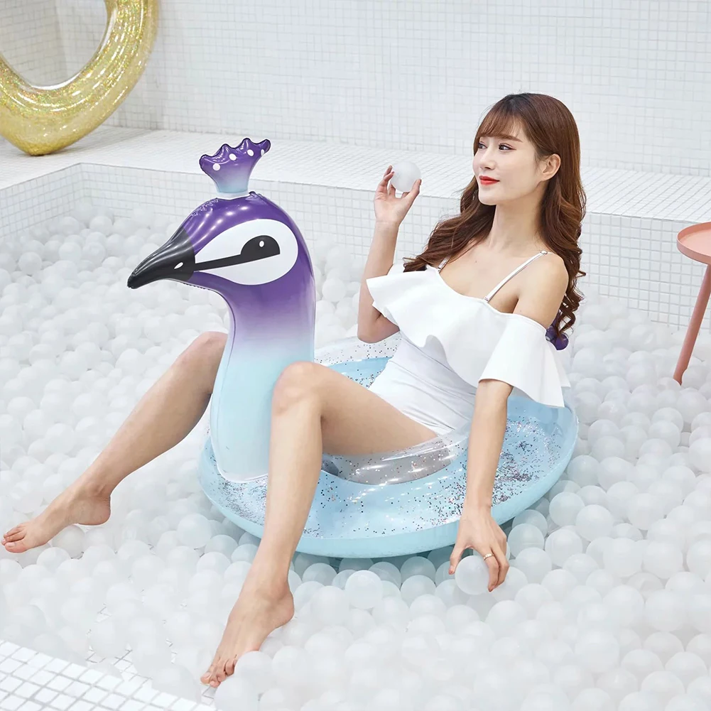 Новая летняя надувная форма павлина блёстки ПВХ водяной игрушки Надувной Матрас Подушка