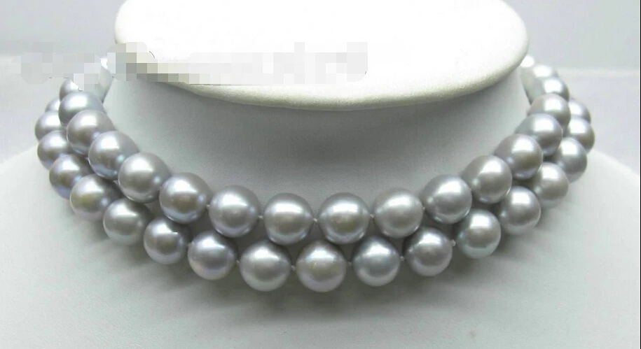 

FREE shipping>>>>>>Single Gray 9.5-10mm AAA Grade South Sea Pearl Necklace Coat Chain new