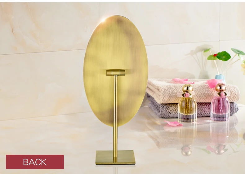 Овальное настольное зеркало для макияжа античное бронзовое туалетное стоящее Безрамное одностороннее косметическое зеркало на туалетный столик приличные подарки