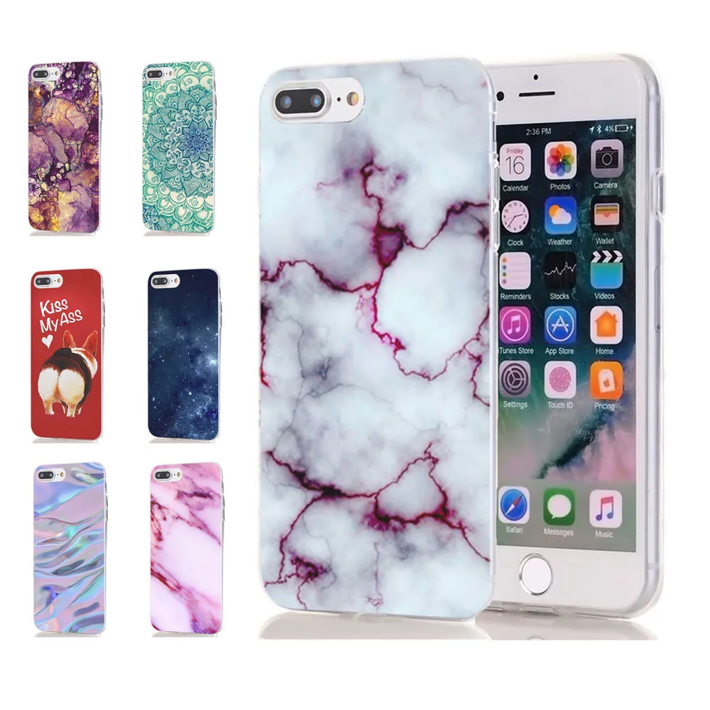 MLCRIYG мягкий чехол для телефона iPhone 6 6S Plus 7 7Plus 8Plus X TPU цветной Мраморный Рисунок