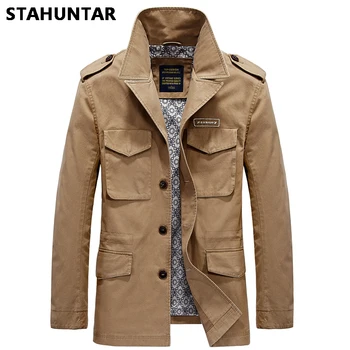 

Spring Autumn Flight Jacket Men Button Green Blue Khaki Men Jacket Pocket Bomber Male Jackets Military Casual Large Size Cotton