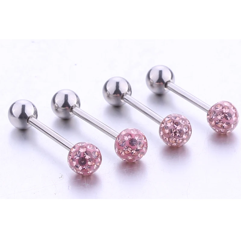 Fashion Tongue piercing jewelry crystal ball tongue ring woman cool