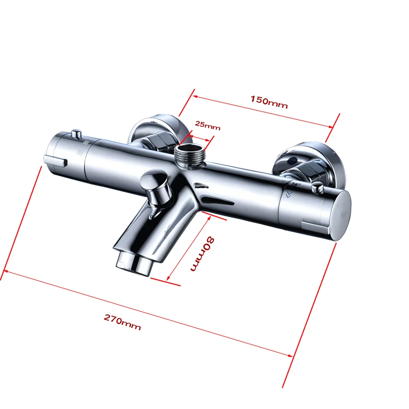 Термостатический смеситель для душа, смеситель для ванны, смеситель для холодной и горячей воды, с коротким носом, двойная ручка, смеситель с клапаном, настенный кран для воды