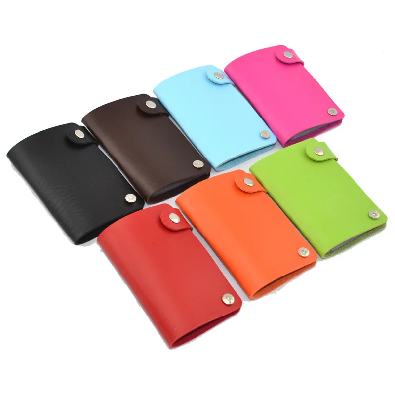 

INHO CHANCY Fashion Candy Color Card Holder PU Leather Rotatable Multi-function Bank Card Bag Romovable Credit Card Holder
