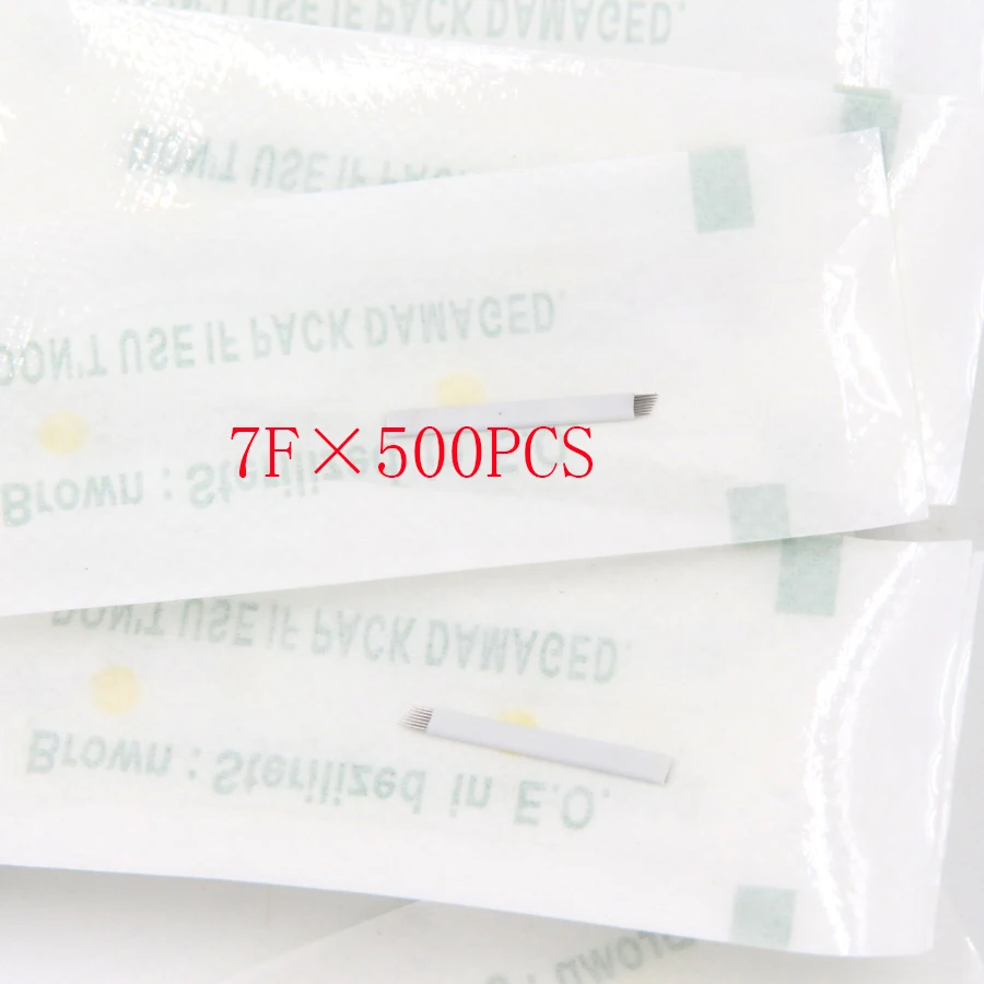 

Free Shipping 500 PCS 7 Pin Shape Permanent Makeup Eyebrow Tattoo Needles For 3D Microblading Manual Tattoo Pen