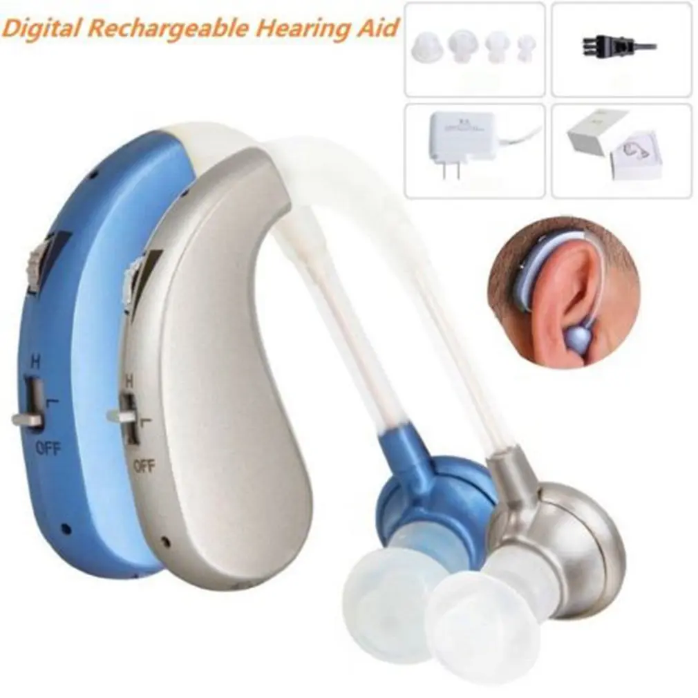 

Digital Hearing Aid Rechargeable Voice Amplifier Adjustable Behind Ear Sound Intelligent Noise Reduction