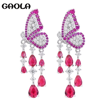 

GAOLA Lovely Butterfly Red Cubic Zircon Earrings Animal Dangle Earring Women Fashion Jewelry GLE10058