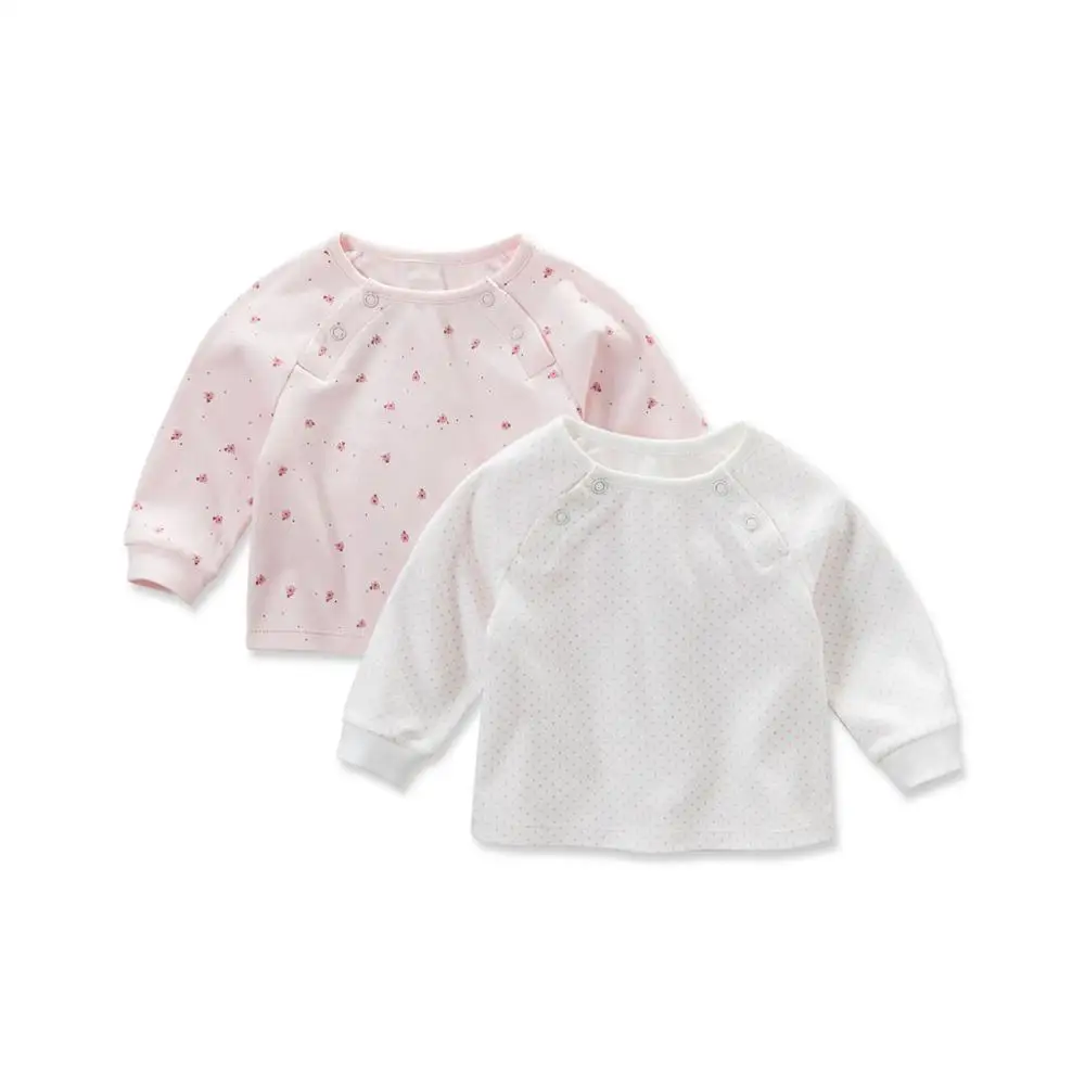Розовое нижнее белье с цветочным орнаментом для девочек пижамы с принтом в горошек Нижняя рубашка с полоску для малышей комплект одежды из 2 предметов - Цвет: pink floral set