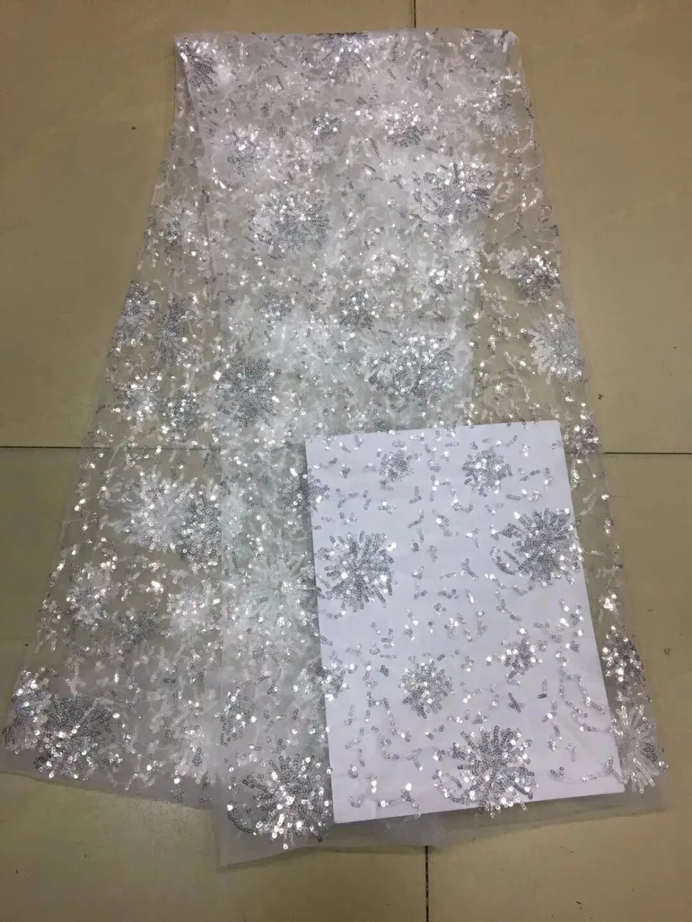 

high quality african sequins lace fabric White for party Hot selling french net lace fabric