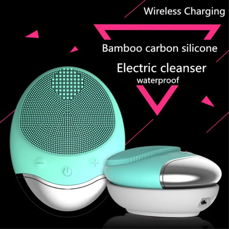 New Waterproof Bamboo Wireless Charge Electric Facial Cleaning Massage