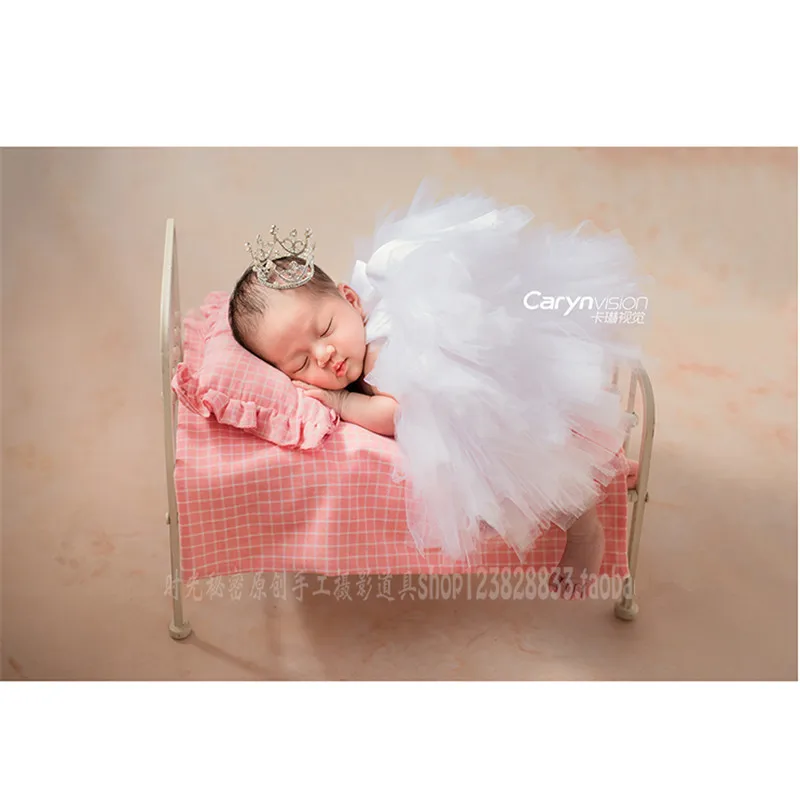 Реквизит для фотосъемки новорожденных детей в стиле ретро, съемная маленькая кровать, розовая Подушка, комод, реквизит для фотосъемки новорожденных