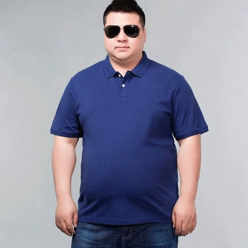 FAISIENS Men10XL 12XL однотонные рубашки короткий рукав отложной воротник плюс размер большой 8XL 9XL черный синий хлопок классическая простая рубашка