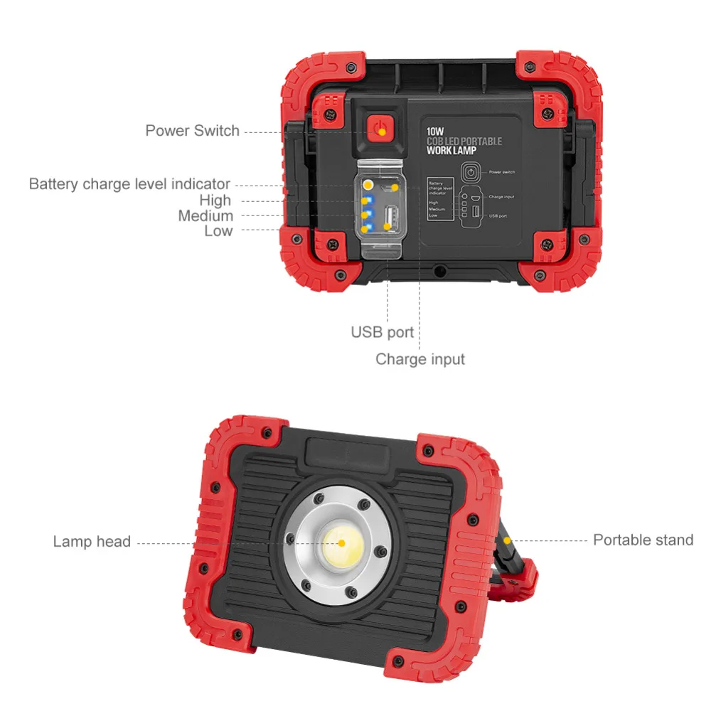 

COB LED Portable Lantern Floodlight Waterproof 3-Mode Emergency Spotlight Work Lamp Power Bank With Power Display for Camping