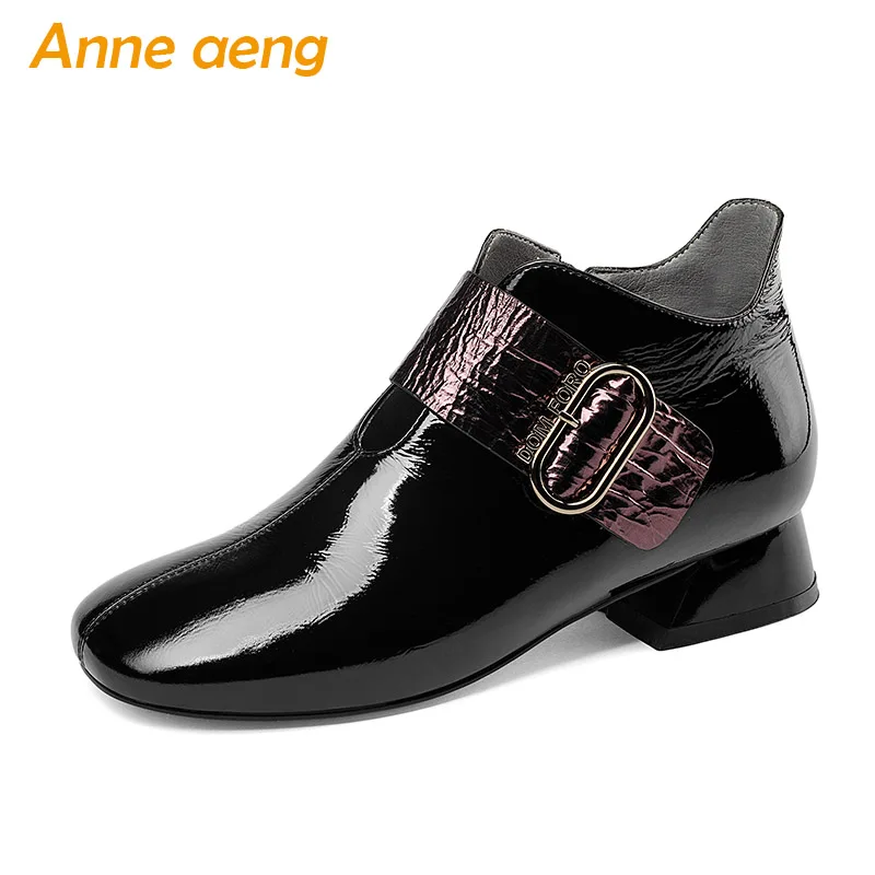 

2018 New Spring/Autumn Genuine Leather Women Pumps Middle Heels Round Toe Zip Sexy Office Ladies Fashion Women Shoes Black Pumps
