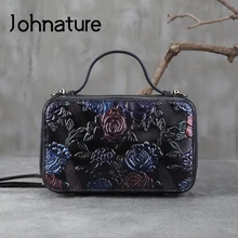 Женские сумки и сумки через плечо из натуральной кожи в винтажном стиле с тиснением и жестким цветочным принтом на молнии