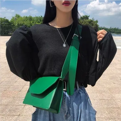 

NEW Women Shoulder Bag New Design Red Color Happy Color Tofu Shape Mini Square Chain Round Unique Buckle Small Bag