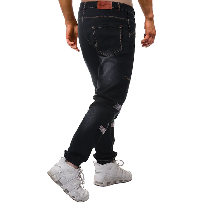HuLooXuJi фирменные джинсы с разрезами Для мужчин осень Повседневное тертые хлопковые обтягивающие джинсы хип-хоп раза изящные джинсы из