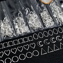 1 упаковка формы смешивания Серебряный квадратный Треугольник Сердце круглая луна металлическая рамка шпильки дизайн ногтей драгоценные камни украшения DIY салон 24
