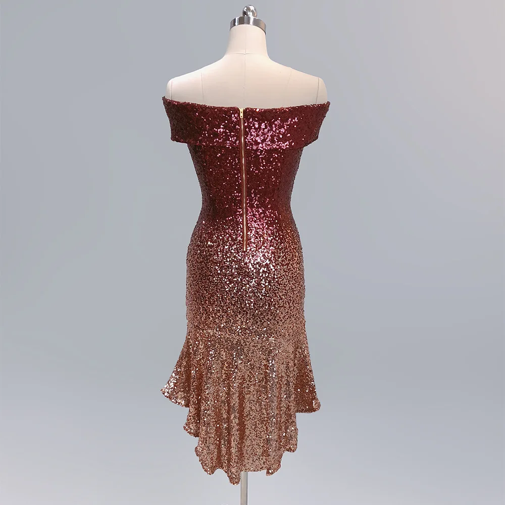 Mermaid party dress women 2019 sexy sequin club vestidos off shoulder evening robe femme asymmetrical tight slim dress summer (35)