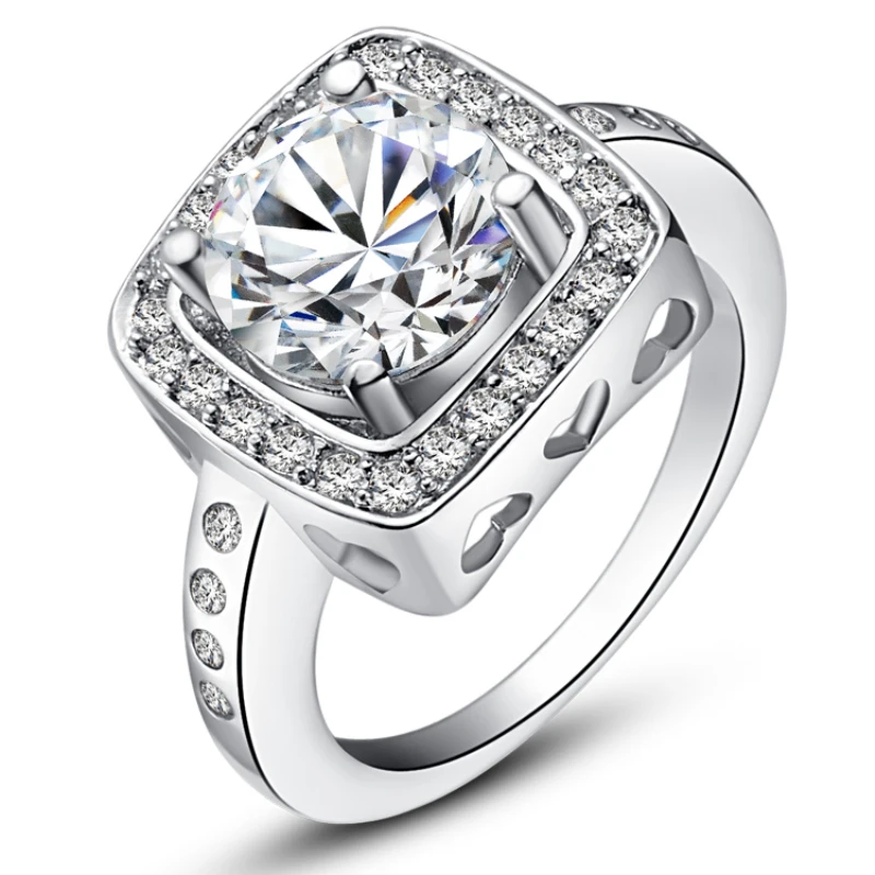 AMDXD Jewelry Stainless Steel Wedding Band Women Engagement Rings Bridal Crystal