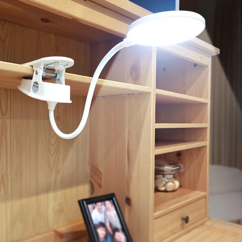 

1 Pcs LED Light 3 Modes Clip Desk Lamp USB Charging Rechargeable Eye Protection Reading BS