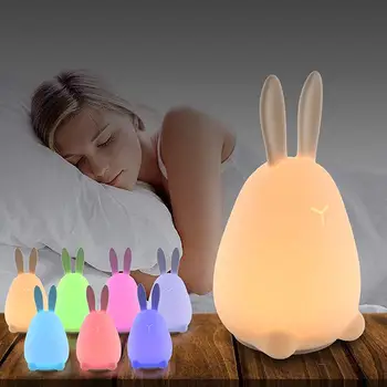 

Firya Kawaii Mi Rabbit Patted Silicone LED Lamp Night Light Multicolor Touch Sensor Tap Control Best Gift for Children Baby Kids