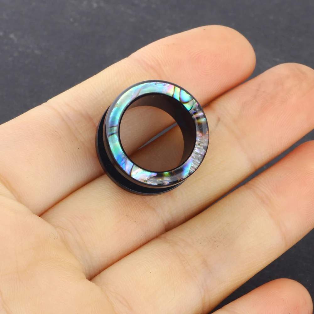 JUNLOWPY Acrylic Ear Tunnel Plugs Shellhard Shell UV Earring Gauges Stretching Body Piercing Jewelry Ear Expanders 70pcs 7 sizes