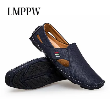 

Summer Breathable Male Casual Flats Loafers Genuine Leather Shoes Lightweight Fashion Brand Men Flats Handmade Man Soft Moccasin