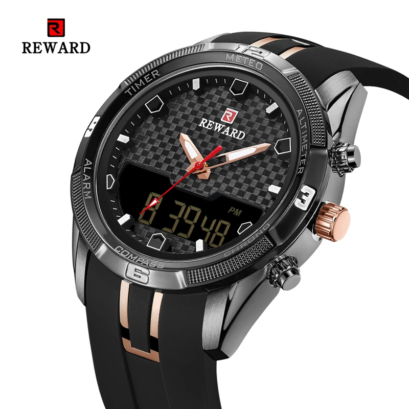 

REWARD NEW Mens Watches Top Brand Luxury Waterproof Sport Watch Waterproof Watch Dual Display Fashion Relogio Masculino clock