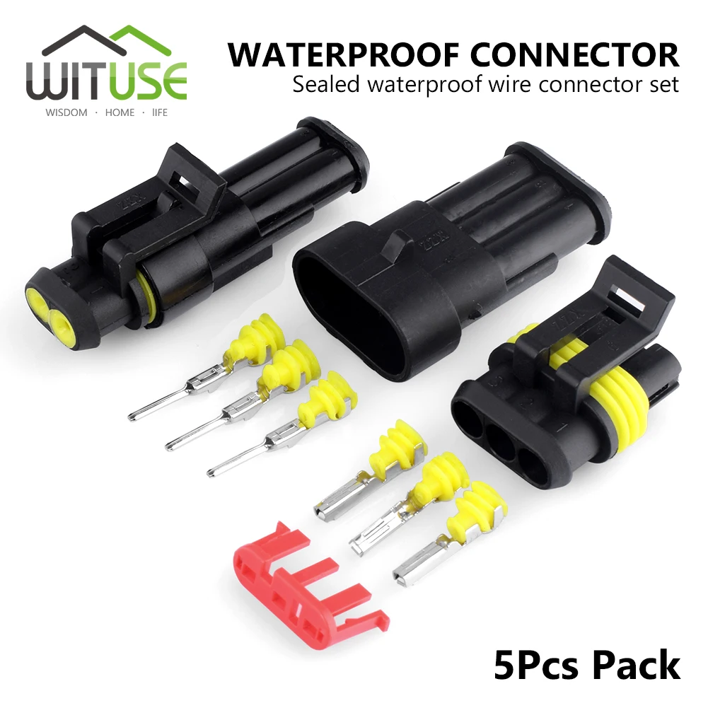 

TSLEEN 5 Sets Kit 1/2/3/4/5/6 Pins Way Terminals Super Seal Waterproof Electrical Wire Connector Plug Auto Connectors for Car