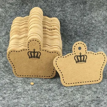 

400pcs 5x4cm Crown Kraft Paper Tag, Hand Made Gift Paper Cards DIY Gift Tag Price Label for Wedding Birthday Partry
