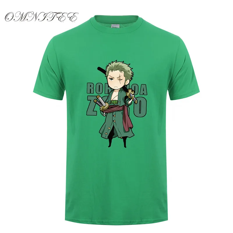 

Omnitee Anime One Piece Roronoa Zoro T Shirt Men One Piece T Shirts Short Sleeve Cotton Cartoon Zoro T-shirt Tee Free Shipping