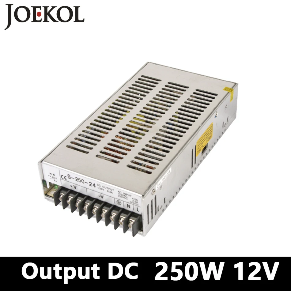 

Switching Power Supply 250W 12v 20A,Single Output Ac-Dc Converter For Led Strip,AC110V/220V Transformer To DC 12V