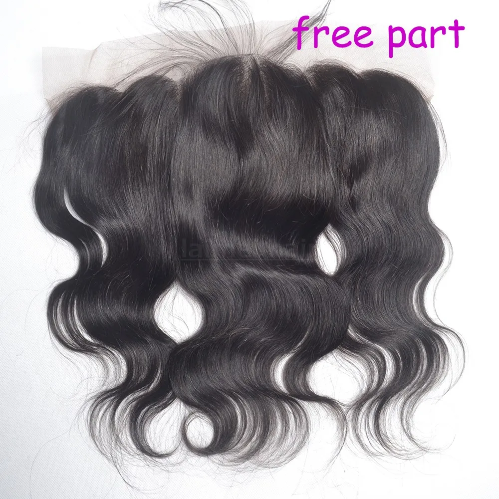 

7A Human Hair Brazilian Lace Frontal Closure 13x4 With Baby Hair Free middle 3 Part Bleached Knots Virgin Body Wave Lace Frontal