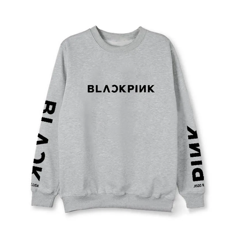 Kpop Blackpink толстовки хип хоп повседневное письма костюм Толстовка и штаны Blackpink свитер модный стиль Пот JISOO Роза для женщин обувь для девочек - Цвет: Серый