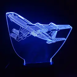 3D иллюзия Флешка-самолет светодиодный ночник сенсорный выключатель 7 цветов изменить крытый свет самолета стол настольные лампы домашний