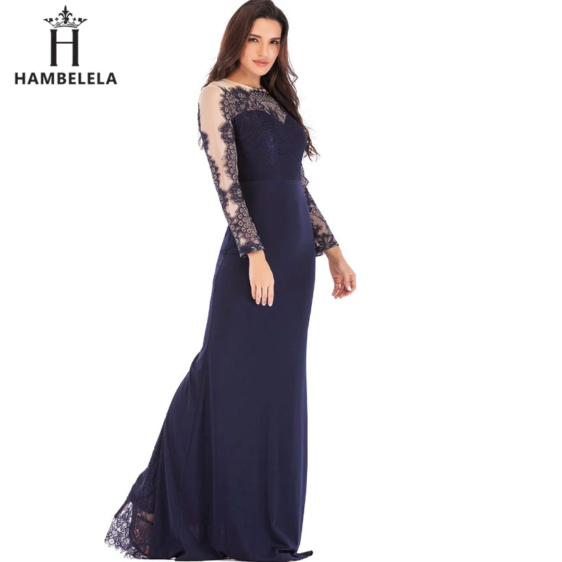HAMBELELA Elegant Lace Mermaid Evening Long Dresses 2019 Long Sleeve Lace Vestido Longo Formal Party Prom Gowns Vestido De Festa (2)