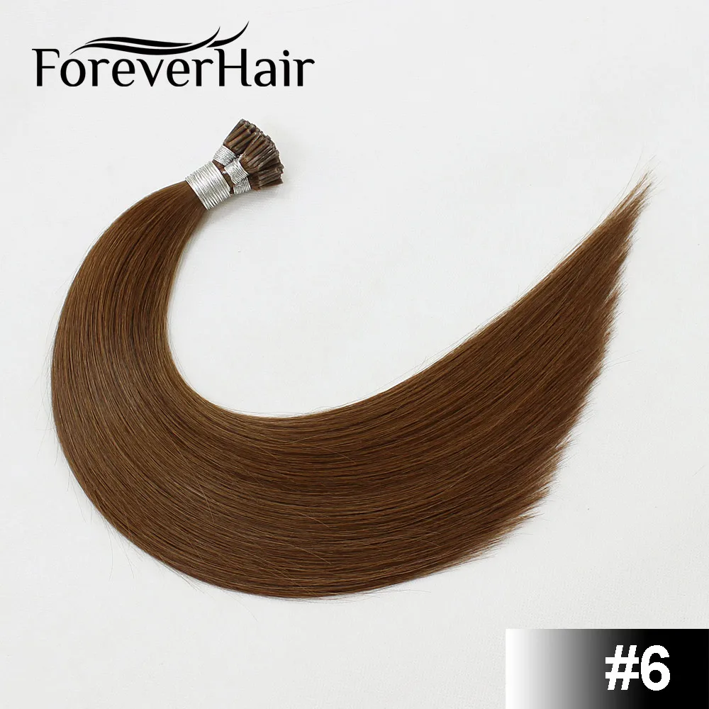 FOREVER HAIR 1 г/локон 1" 18" 2" 24" Настоящие Remy Предварительно скрепленные человеческие волосы для наращивания кератин I Tip прямые человеческие волосы на капсуле 50 г/pac - Цвет: #6