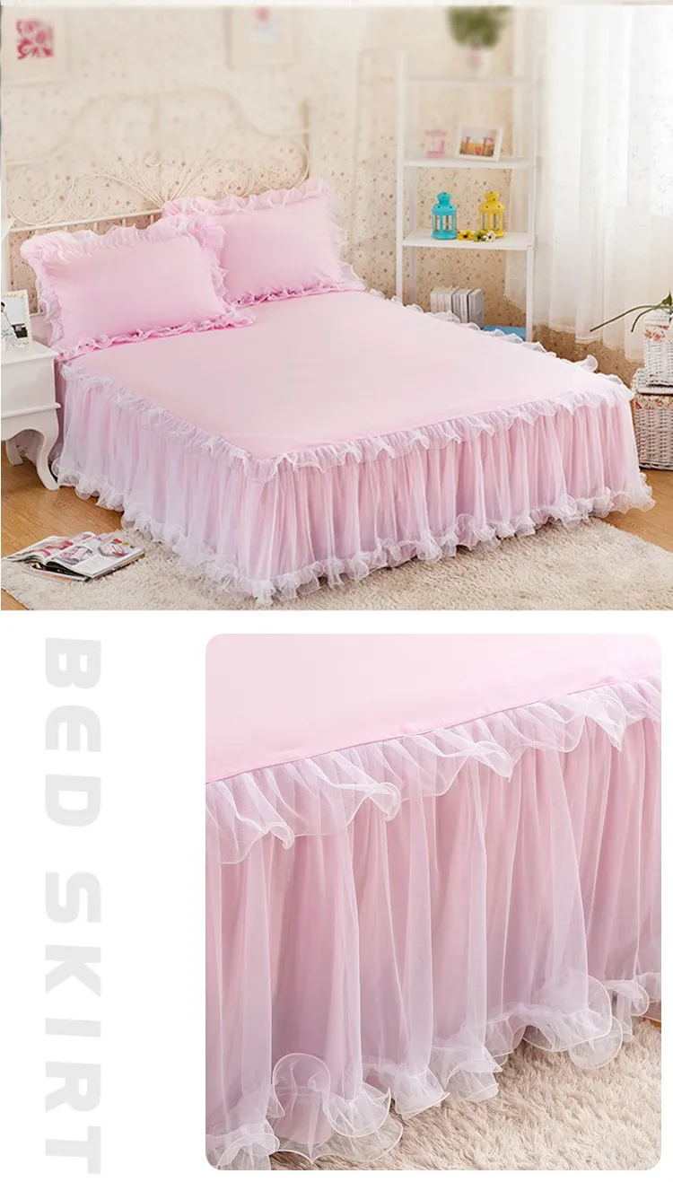 3 шт., роскошный комплект постельного белья с рюшами, романтическая кружевная юбка для кровати, простыня с наволочкой, покрывала для девочек
