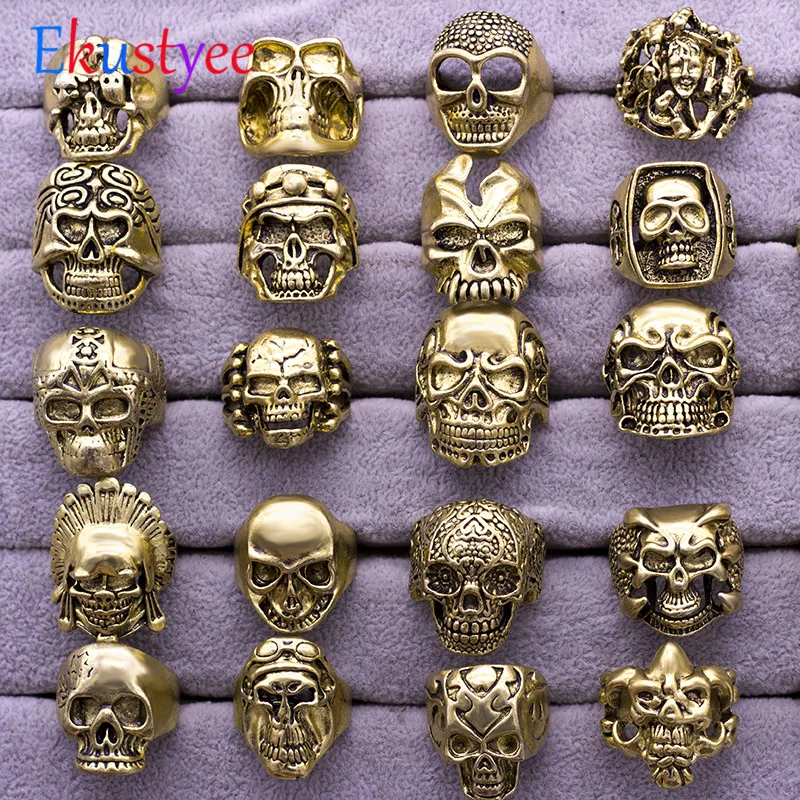 

12Pcs Top Quality Fashion Men's Skull Skeleton Gothic Biker Rings Men Rock Punk Ring Party Favor Wholesale Jewelry Lots