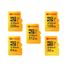 Kodak Micro SD карта, 32 ГБ, 64 ГБ 128 ГБ 256 ГБ 512 ГБ TF Карта U3 A1 V30 слот для карт памяти 100 МБ/с. чтения Скорость 4 K видео запись