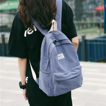 

DCIMOR High quality canvas Women Backpack Female Solid color schoolbag for Teenage girls Travel Backpack Preppy Book Mochila
