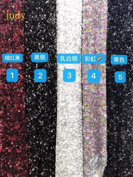 

stock LF140# 5yards/bag 5 color sequin embroidery mesh overlay fabric used for wedding dresses Free shipping