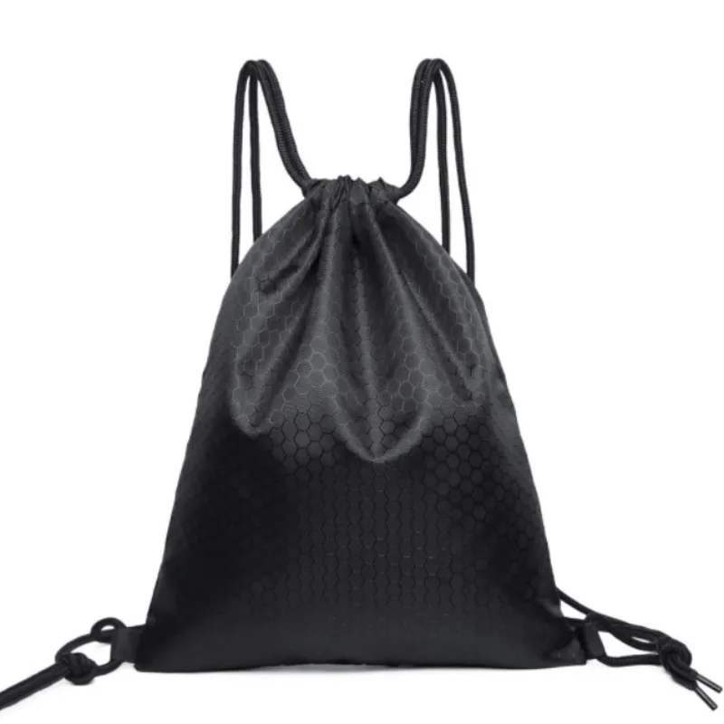 

Black Polyester Drawstring Bag String Sack Beach Women Men Travel Storage Package Teenagers Drawstring Backpack