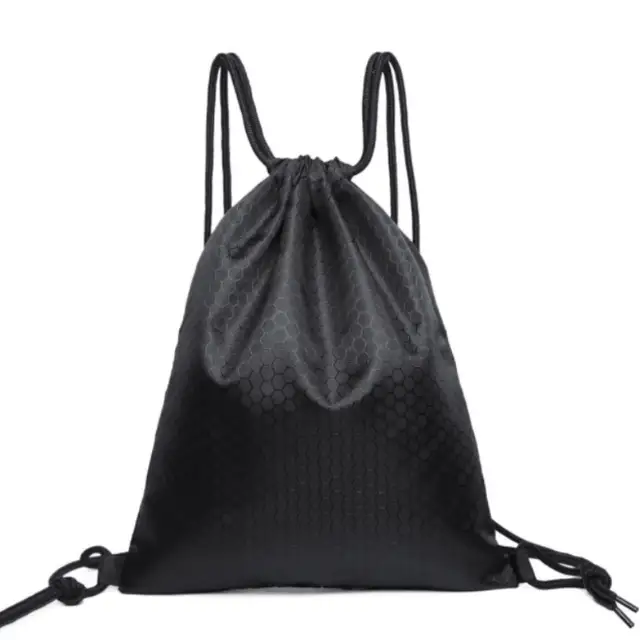 Black Polyester Drawstring Bag String Sack Beach Women Men Travel Storage Package Agers Backpack Black Polyester Drawstring Bag String Sack Beach Women Men Travel Storage Package Agers Backpack