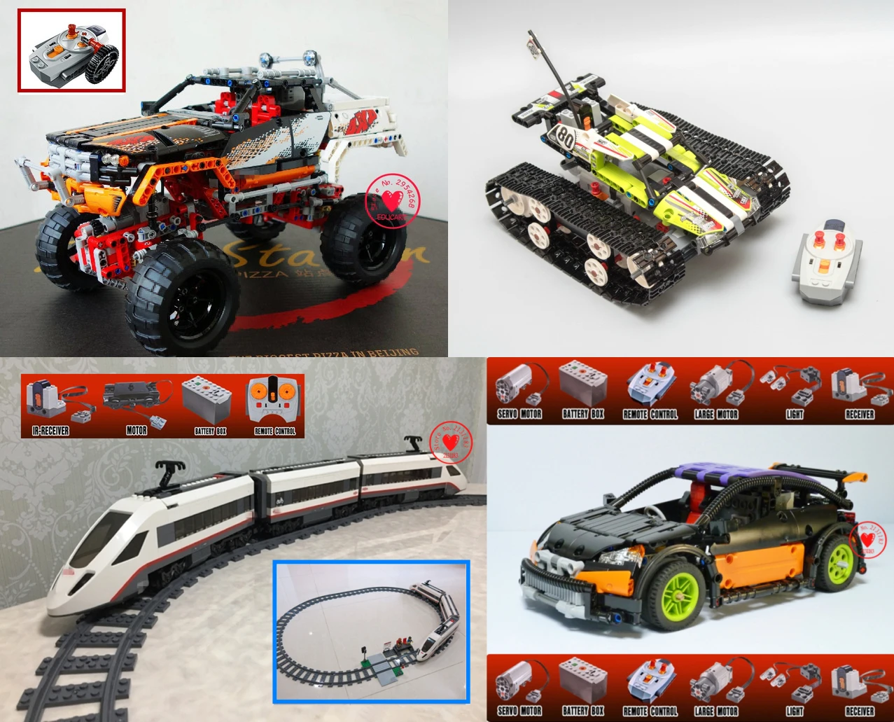 

NEW RC TRACKED RACER TECHNIC Car fit legoings technic city Car Electric Motor Power Model Building Block bricks DIY Toys gift