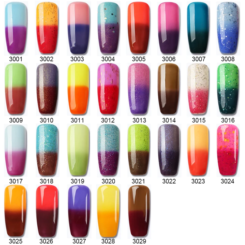 

Thermal Colorful Gel Varnish 29 Colors Soak Off UV Gel Lacquer Nail Art Temperature Change Colors Lucky Gel Nail Polish